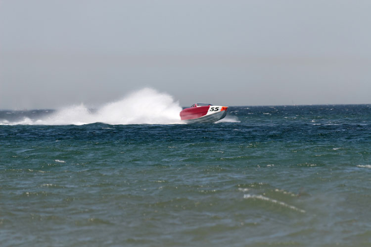Powerboat race in the ocean.