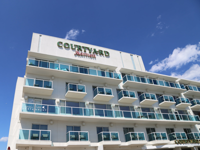 Courtyard by Marriott Ocean City Maryland building exterior and blue sky