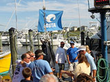 Fish being weighted in at the tuna tournament 