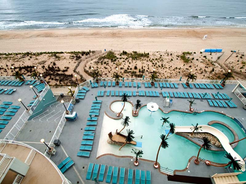 Aerial view of both oceanfront pools